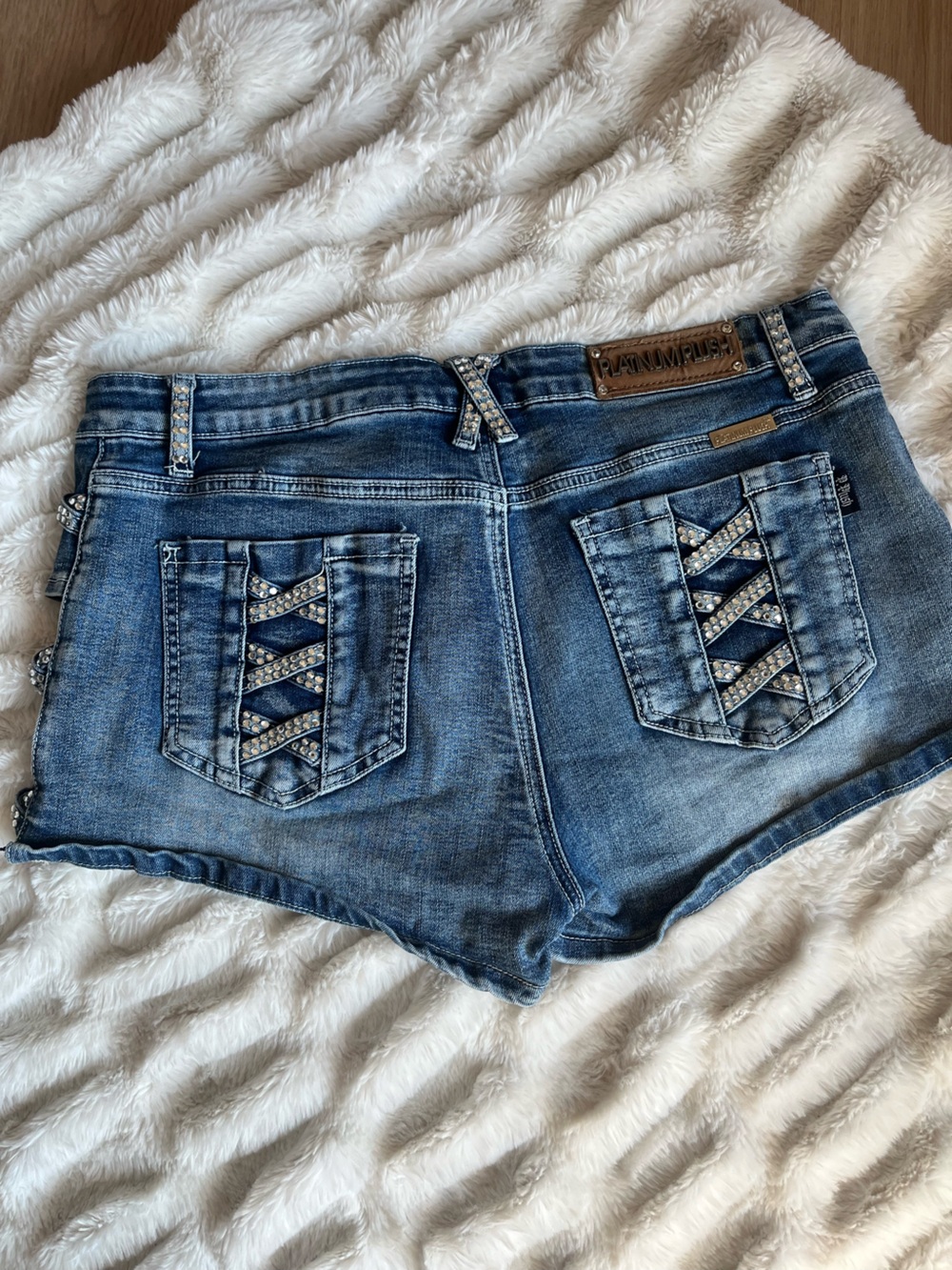 Platinum Plush side cutout Jean shorts